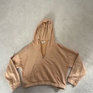 Hippie Rose Cropped Half Zip Tan | Women’s Large | Cozy Boxy Pullover